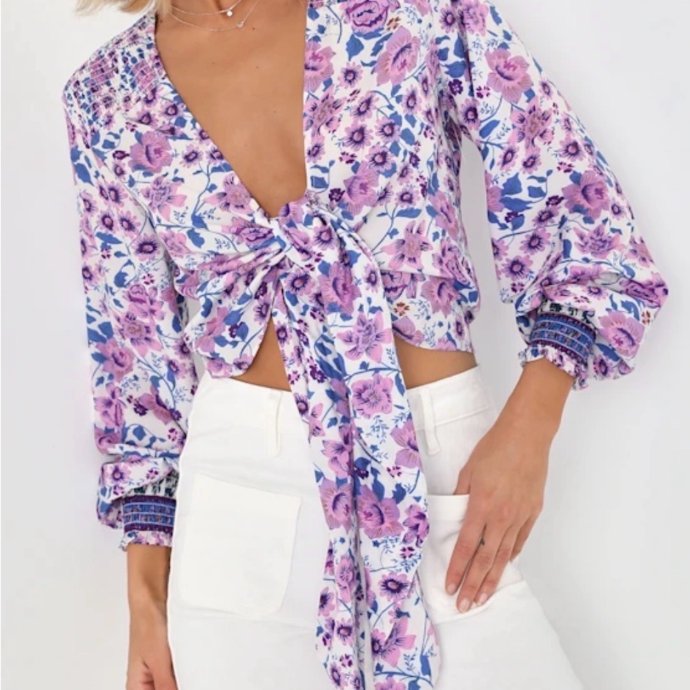 Lulu's Purple and White Floral Blouse